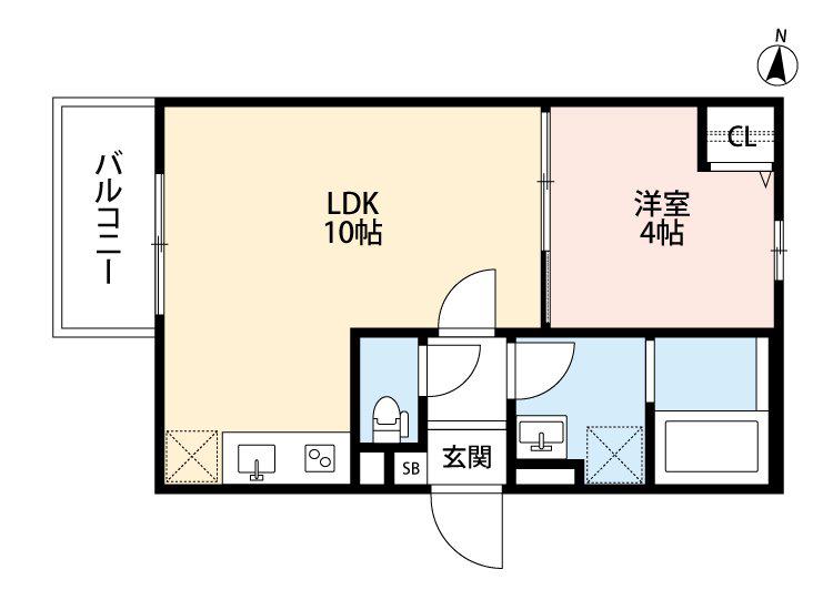 TATERUAPARTMENT加美鞍作2丁目A棟(1LDK/3階)の間取り写真