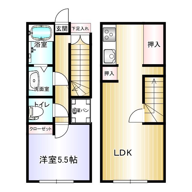 メゾンTADOKORO(1LDK/1階)の間取り写真