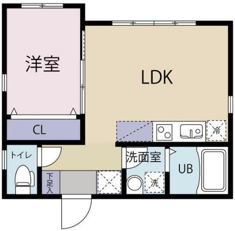 ORBEL(1LDK/1階)の間取り写真