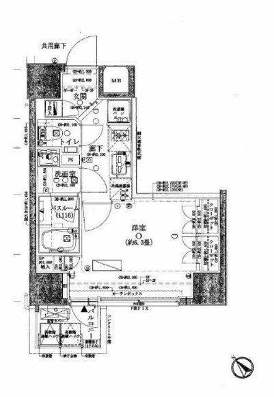 オープンレジデンシア銀座二丁目(1K/4階)の間取り写真