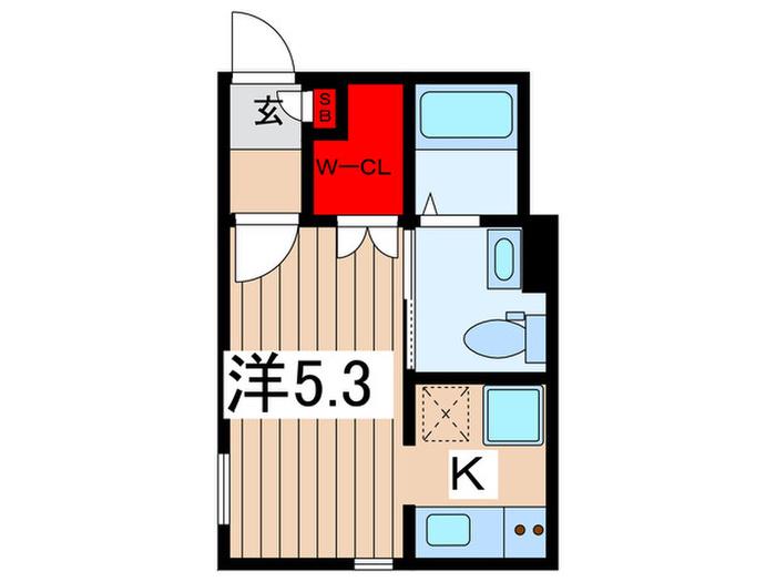 アヴェニール岩槻(1K/1階)の間取り写真