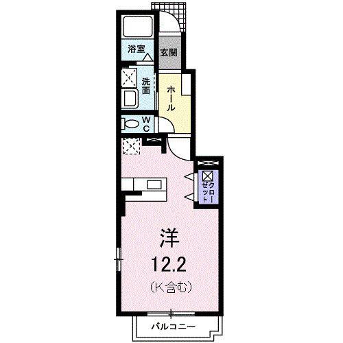 クラールアンジュB(ワンルーム/1階)の間取り写真