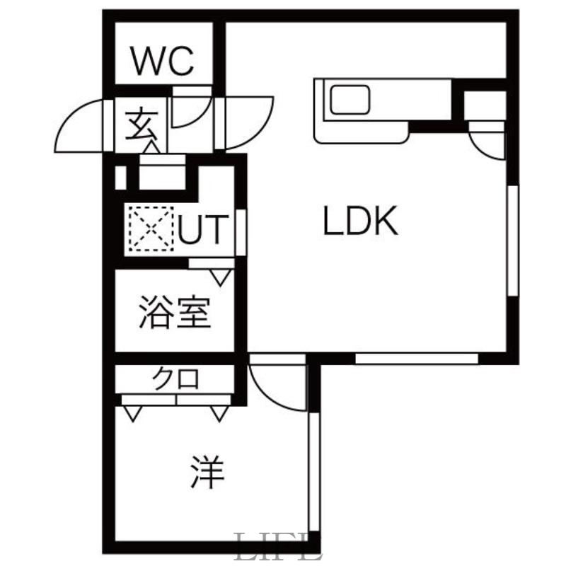 LE SUCRE平岸(1LDK/3階)の間取り写真