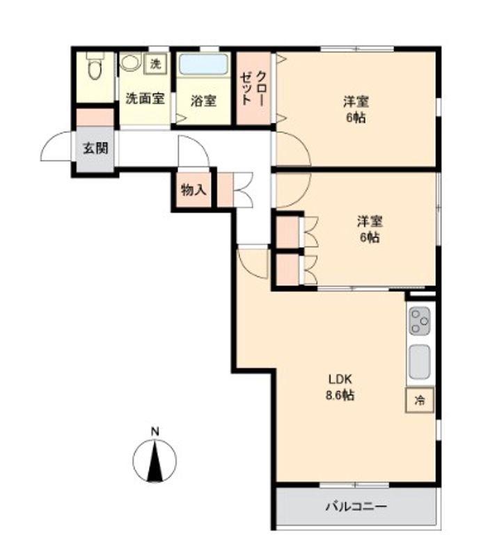 LAKI(2LDK/3階)の間取り写真