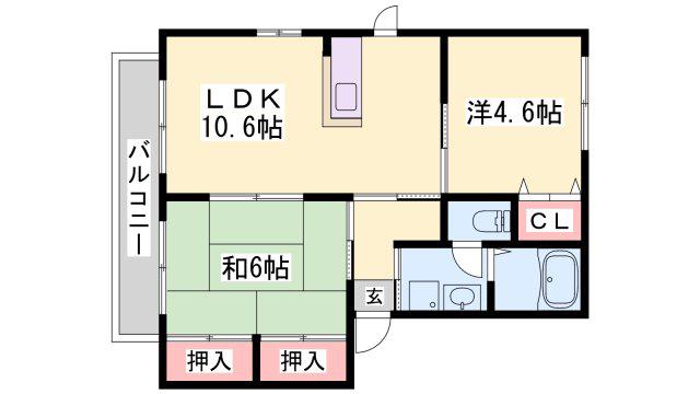 ココナッツハウスII(2LDK/2階)の間取り写真