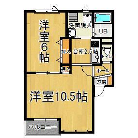コーポハッピーリバーII(1LDK/2階)の間取り写真