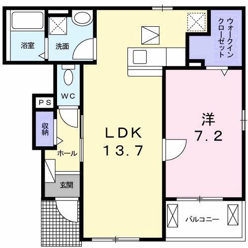 AR MONIA II(1LDK/1階)の間取り写真