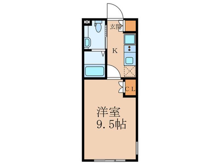 PASEO池尻大橋(1K/2階)の間取り写真
