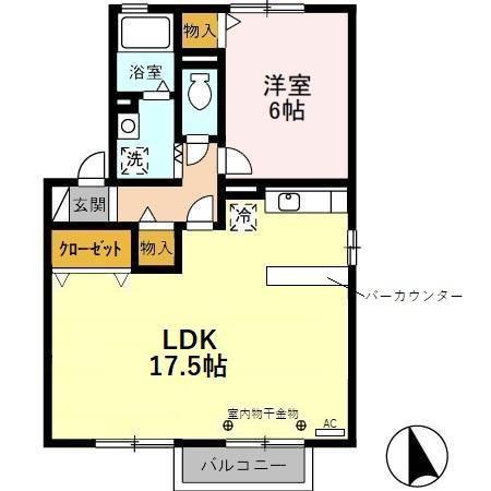 クロワッサンス(1LDK/2階)の間取り写真
