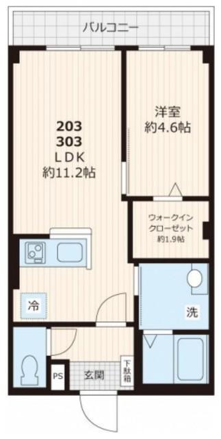 フォレスト ベベ(1LDK/3階)の間取り写真