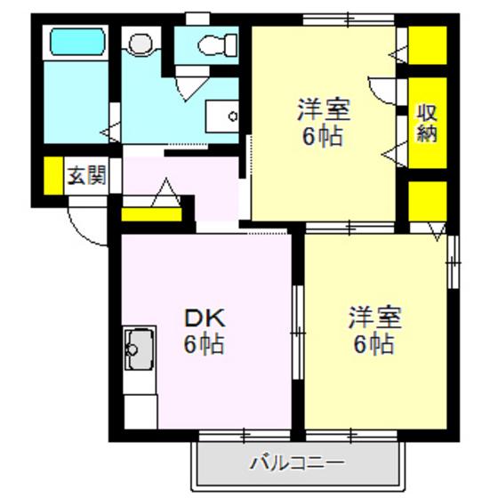 シェーネスブルグ D棟(2DK/1階)の間取り写真