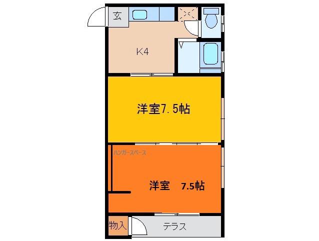 コーポシルク(2K/1階)の間取り写真