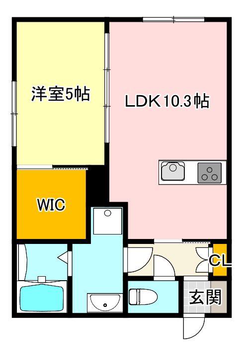 K-IDEAL TOSUII B棟(1LDK/1階)の間取り写真