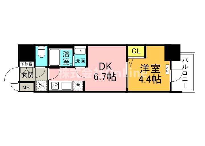 プレサンスOSAKA東成中本ハーヴィル(1DK/4階)の間取り写真