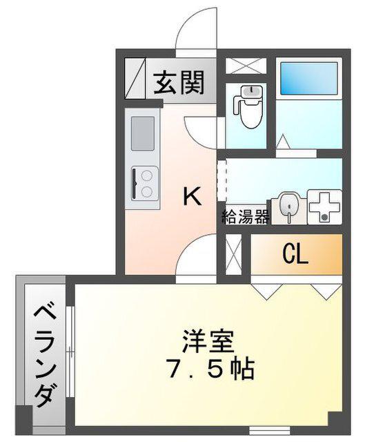 B-RISE尼崎(1K/7階)の間取り写真
