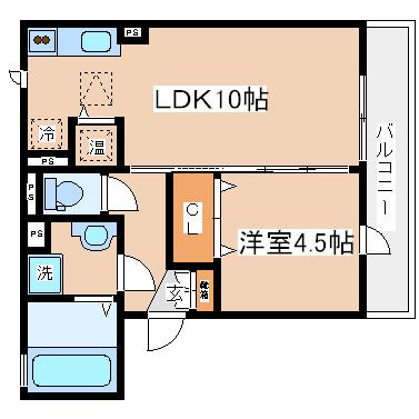 フラット松原(1LDK/3階)の間取り写真