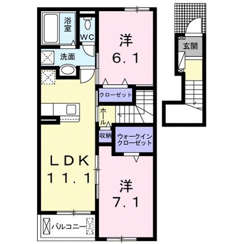 メゾン・ド・エスポアールII(2LDK/2階)の間取り写真
