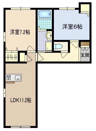 サザンコートA(2LDK/3階)の間取り写真