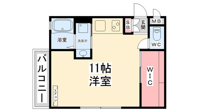 グロワール池田(ワンルーム/2階)の間取り写真