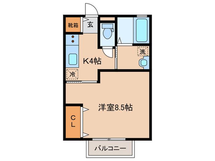 アンテノール(1K/2階)の間取り写真