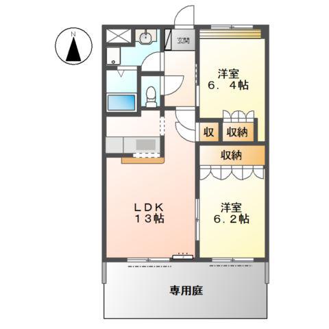 インペリアルコート(2LDK/1階)の間取り写真