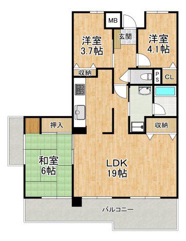 ノバティながの南館フロンテージ長野(3LDK/10階)の間取り写真