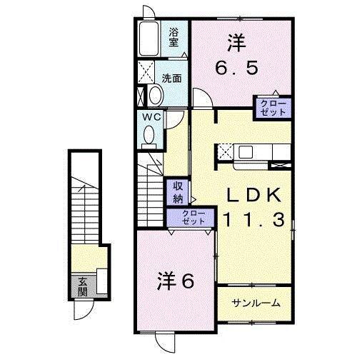 シエル黒瀬I(2LDK/2階)の間取り写真