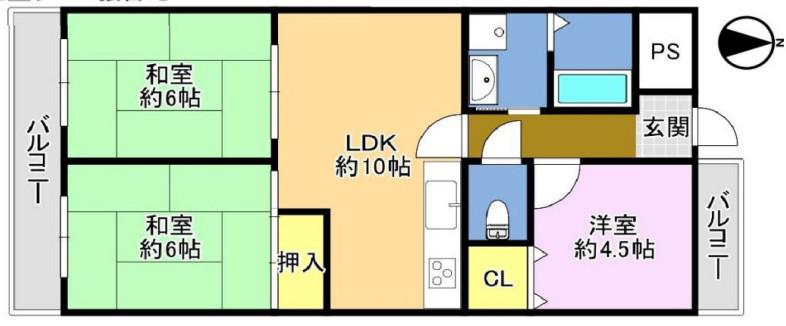 ヨシダビル(3LDK/2階)の間取り写真