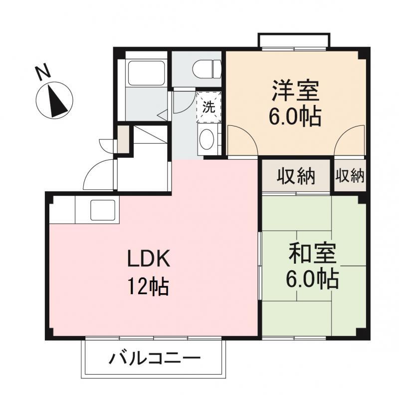 フォブール屋島B号棟(2LDK/1階)の間取り写真