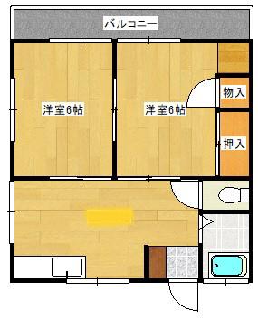 中川アパート(2DK/2階)の間取り写真