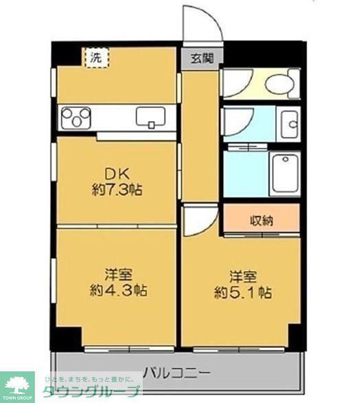コンフォート目白台(2DK/4階)の間取り写真
