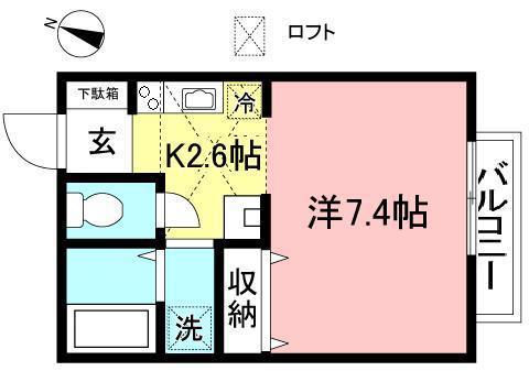 コートビレッジ(1K/2階)の間取り写真