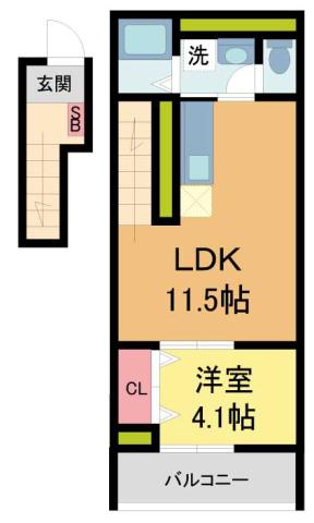 リベルテ逆瀬川(1LDK/2階)の間取り写真