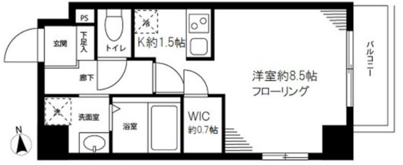 フラッツKT(1K/4階)の間取り写真