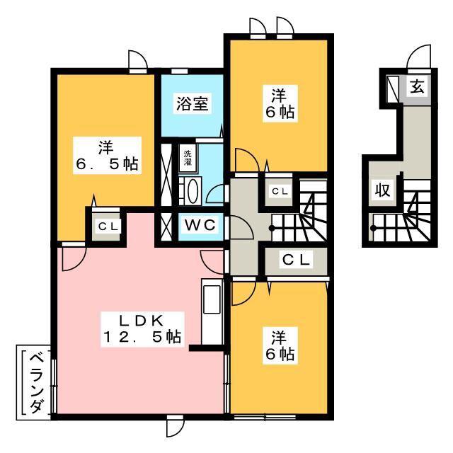 メゾンヴォ―(3LDK/2階)の間取り写真