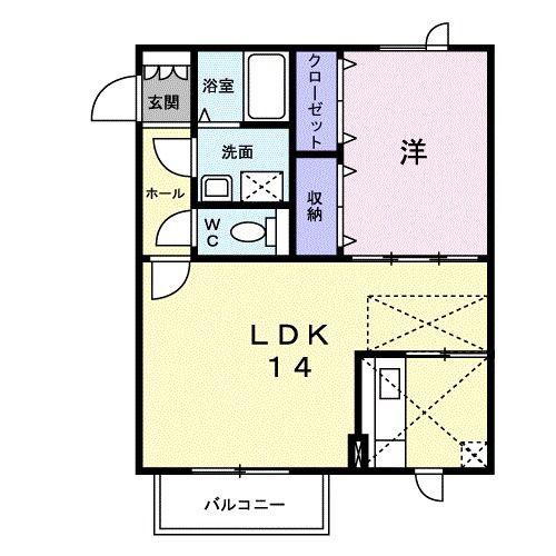 ホークフェザー15(1LDK/2階)の間取り写真
