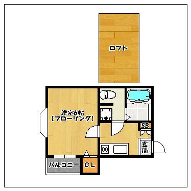 ピュア別府南弐番館(1K/1階)の間取り写真