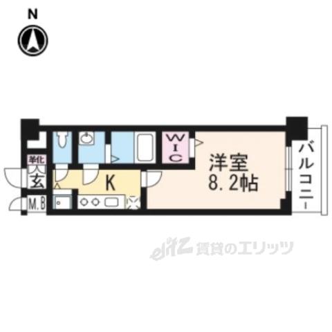 ベラジオ京都一乗寺(1K/1階)の間取り写真