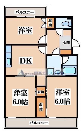 ドムール芝高(3DK/2階)の間取り写真