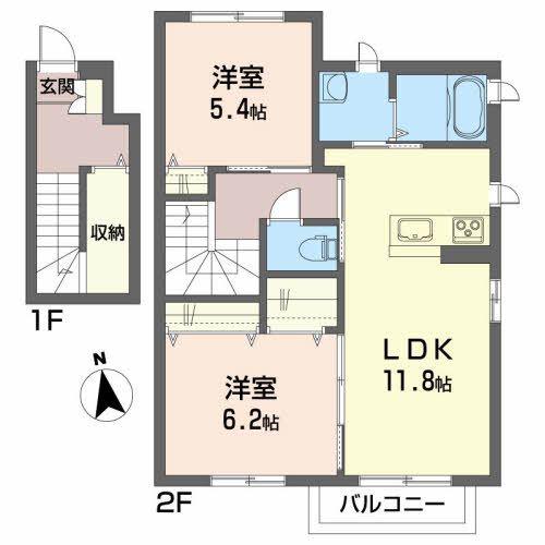 グランシャリオM(2LDK/2階)の間取り写真