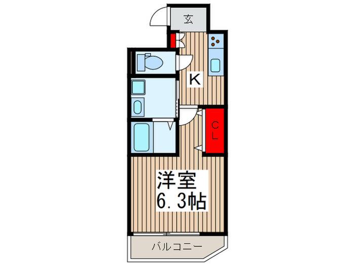 ライジングハウスゴテン(1K/4階)の間取り写真