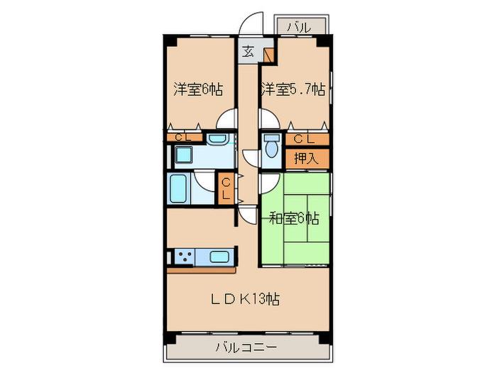 ステージ21(3LDK/4階)の間取り写真