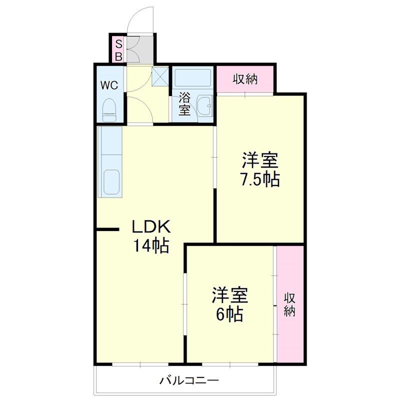 キャトルセゾン(2LDK/5階)の間取り写真