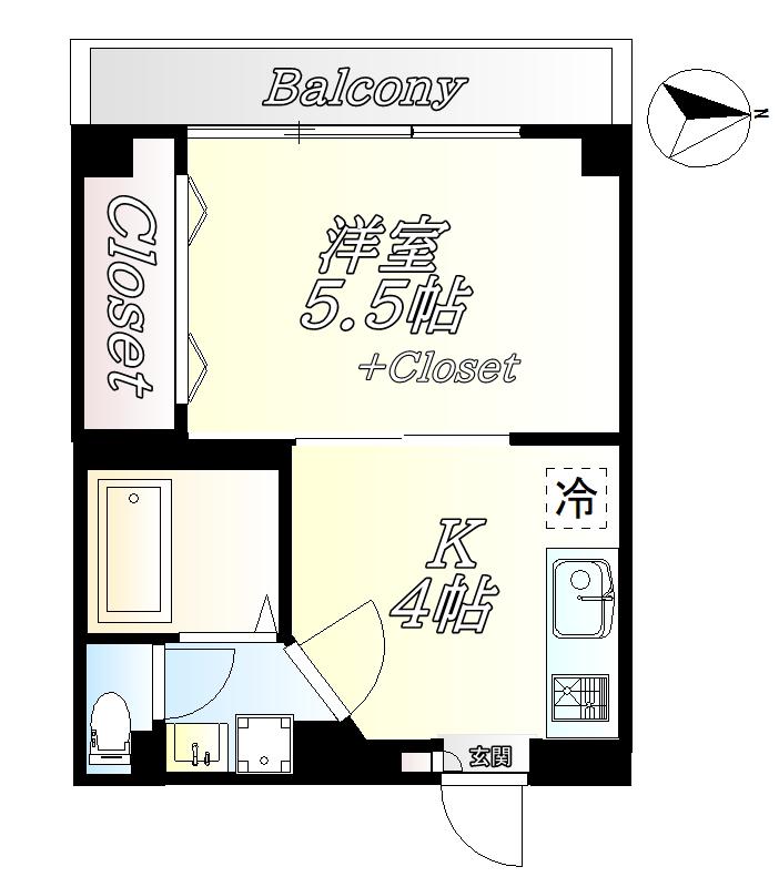 芙蓉ビル(1K/5階)の間取り写真