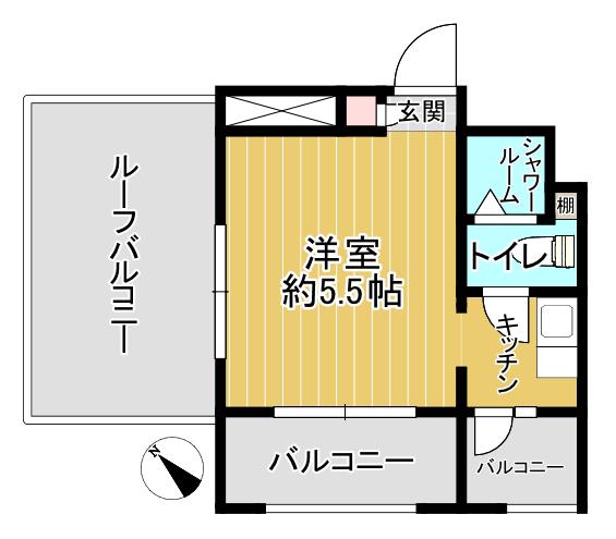 ユースフル学芸大(1K/4階)の間取り写真