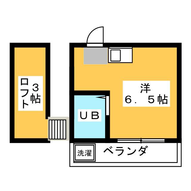 ハウス浅間(ワンルーム/2階)の間取り写真