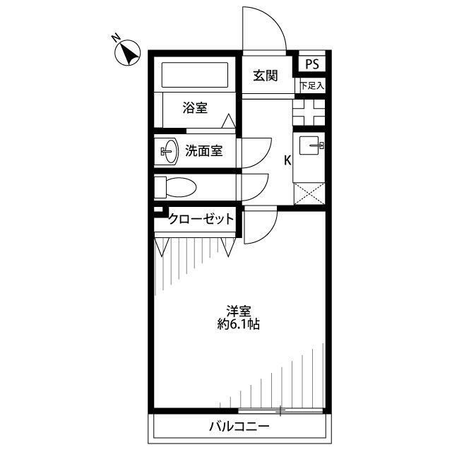 アムール月影(1K/2階)の間取り写真