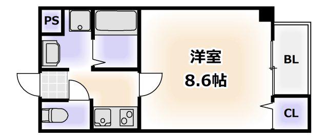 ソリティア桃谷(1K/1階)の間取り写真