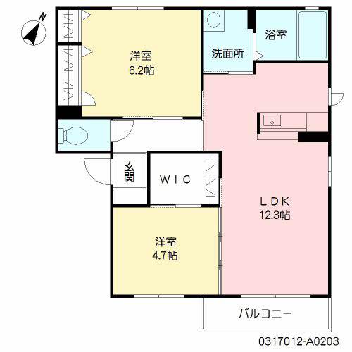 デューク沼口A(2LDK/1階)の間取り写真