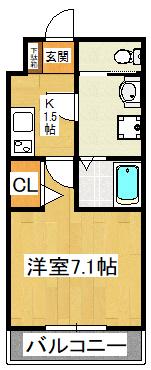 N-STAGE西船橋II(1K/2階)の間取り写真